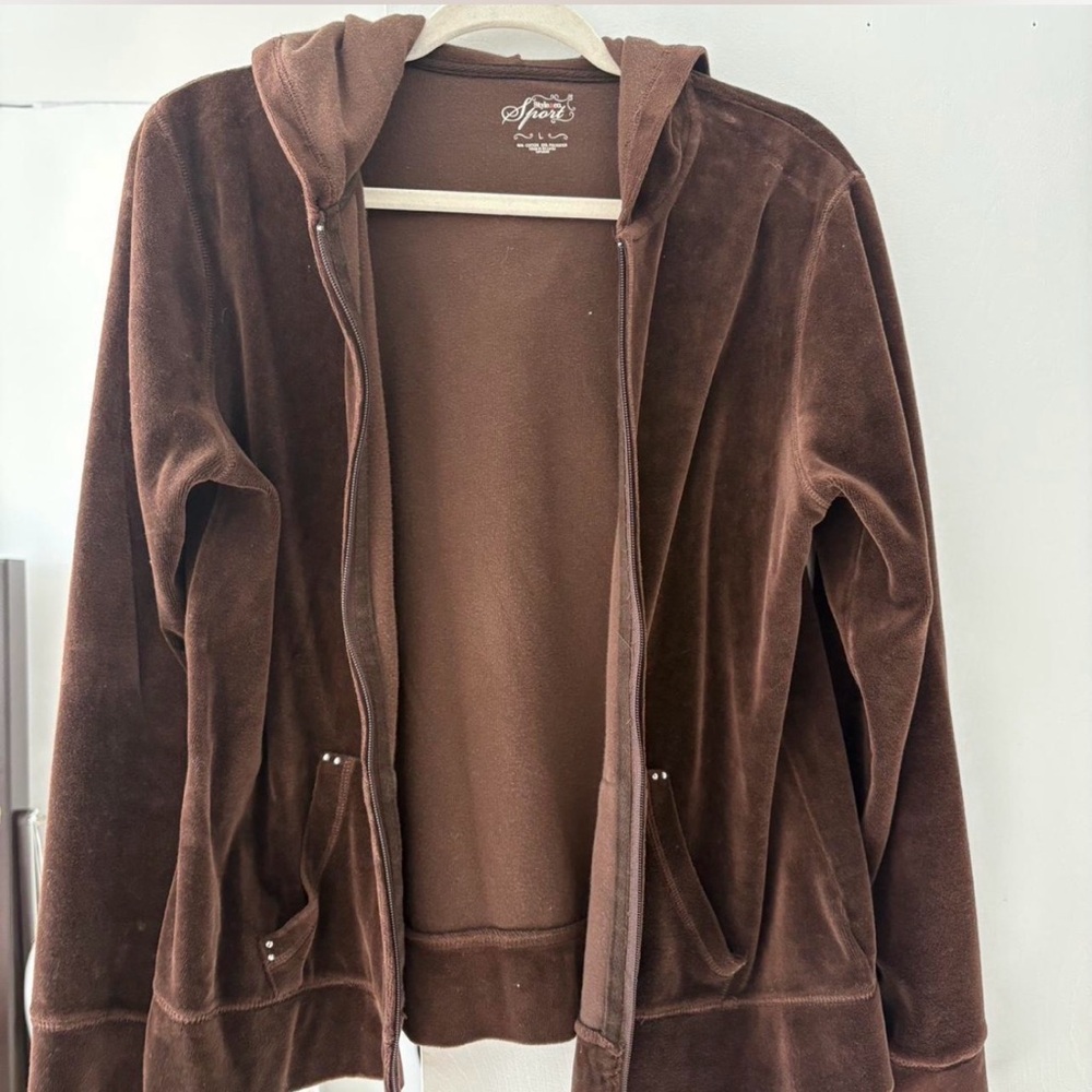 Style & Co. Chocolate Brown Velvet Jacket and Wide Leg Pants Size L/S
